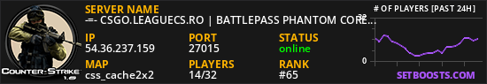 -=- CSGO.LEAGUECS.RO | BATTLEPASS PHANTOM CORE S1 | V.I.P | RANK SYSTEM ULTIMATE -=-