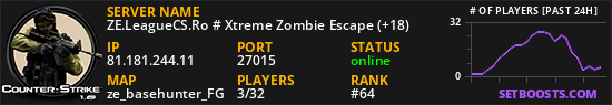 ZE.LeagueCS.Ro # Xtreme Zombie Escape (+18)