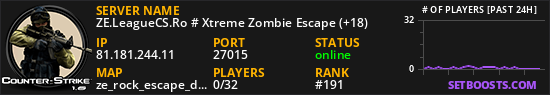 ZE.LeagueCS.Ro # Xtreme Zombie Escape (+18)