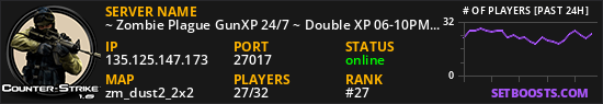 ~ Zombie Plague GunXP 24/7 ~ Double XP 06-10PM EET
