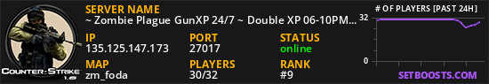 ~ Zombie Plague GunXP 24/7 ~ Double XP 06-10PM EET