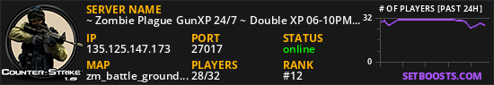 ~ Zombie Plague GunXP 24/7 ~ Double XP 06-10PM EET