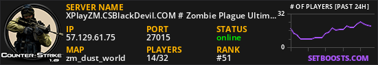 XPlayZM.CSBlackDevil.COM # Zombie Plague UltimateX [ Respawn + FDL + VIP 22-12PM + POINTS] ®