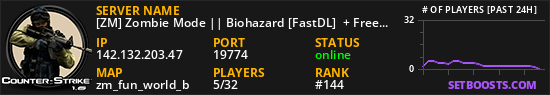 [ZM] Zombie Mode || Biohazard [FastDL]  + Free VIP + Prestige System